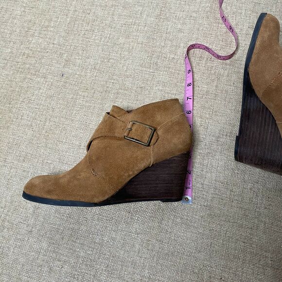 Lucky Brand Sumarah suede wedge Booties brown sz 8.5 B 38.5  Ankle Boots - Picture 7 of 8